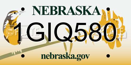 1GIQ580 Nebraska License Plate