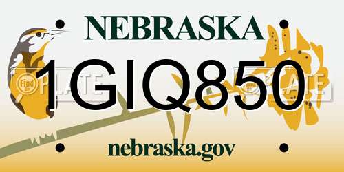 1GIQ850 Nebraska License Plate