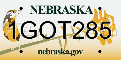 1GOT285 Nebraska License Plate