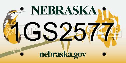 1GS2577 Nebraska License Plate