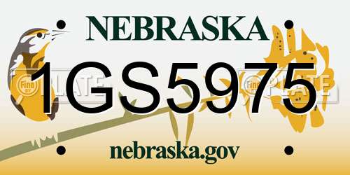 1GS5975 Nebraska License Plate