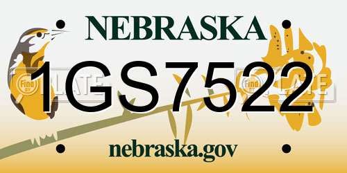 1GS7522 Nebraska License Plate