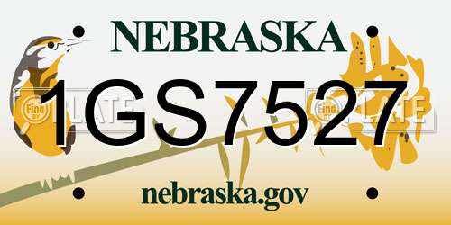 1GS7527 Nebraska License Plate