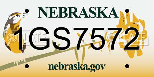 1GS7572 Nebraska License Plate