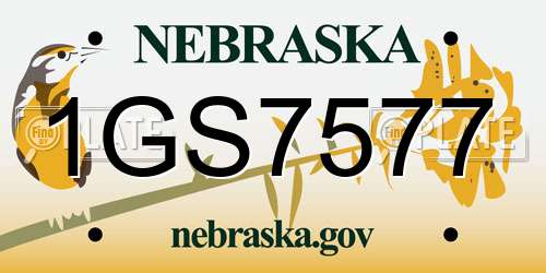 1GS7577 Nebraska License Plate