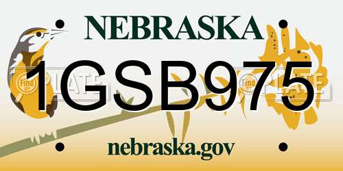 1GSB975 Nebraska License Plate