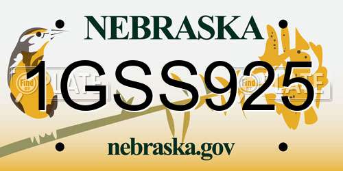 1GSS925 Nebraska License Plate