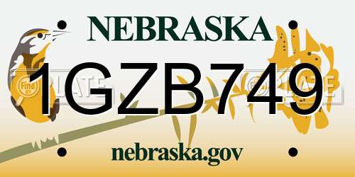 1GZB749 Nebraska License Plate