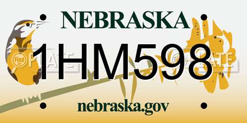 1HM598 Nebraska License Plate
