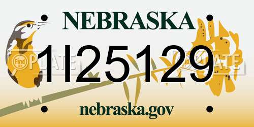 1I25129 Nebraska License Plate
