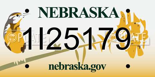 1I25179 Nebraska License Plate