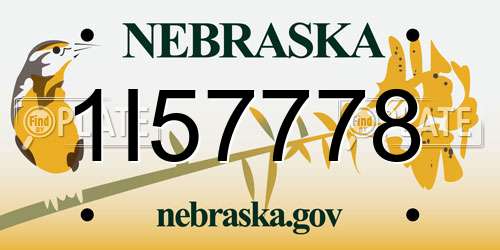 1I57778 Nebraska License Plate