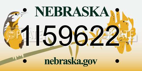 1I59622 Nebraska License Plate