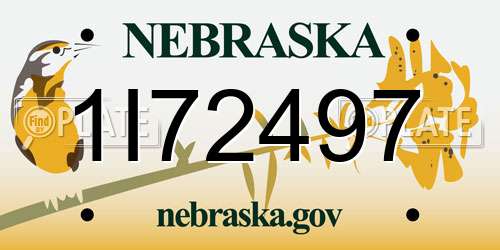 1I72497 Nebraska License Plate