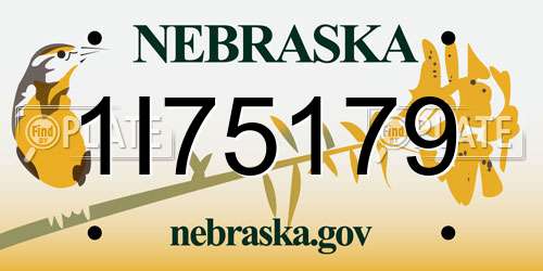 1I75179 Nebraska License Plate