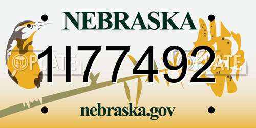 1I77492 Nebraska License Plate