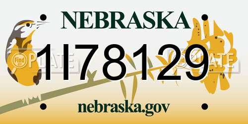 1I78129 Nebraska License Plate