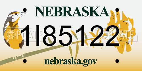 1I85122 Nebraska License Plate