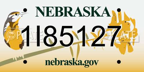 1I85127 Nebraska License Plate