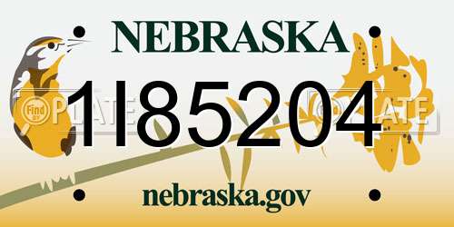1I85204 Nebraska License Plate