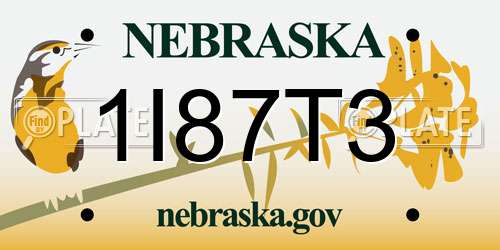 1I87T3 Nebraska License Plate