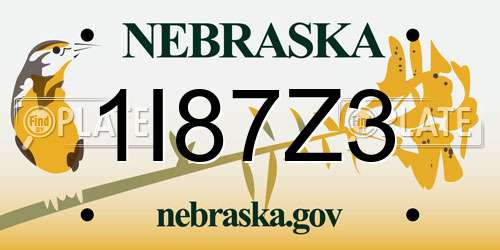 1I87Z3 Nebraska License Plate