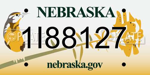 1I88127 Nebraska License Plate