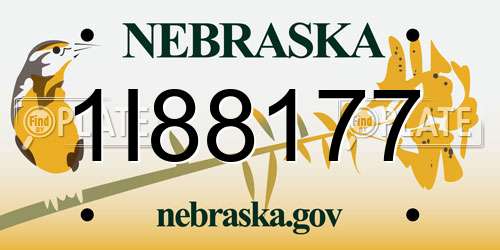 1I88177 Nebraska License Plate