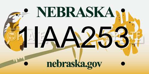 1IAA253 Nebraska License Plate