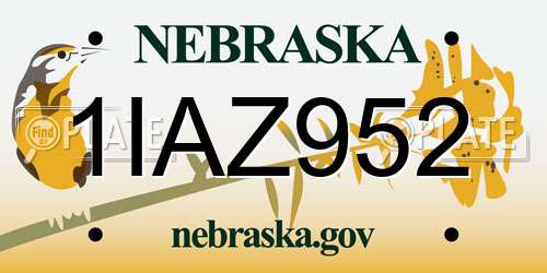 1IAZ952 Nebraska License Plate
