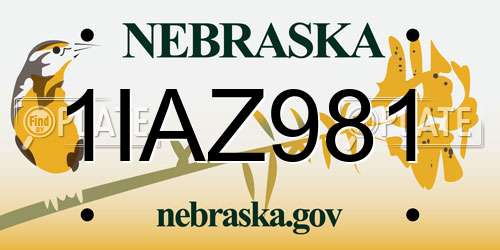 1IAZ981 Nebraska License Plate