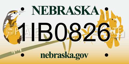 1IB0826 Nebraska License Plate