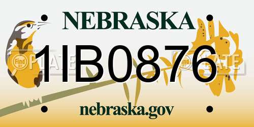 1IB0876 Nebraska License Plate