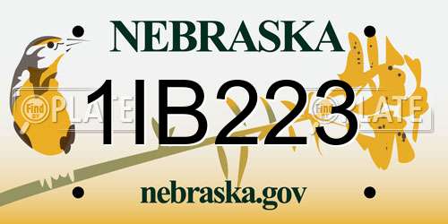 1IB223 Nebraska License Plate