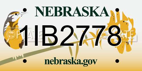 1IB2778 Nebraska License Plate