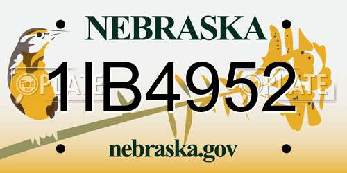1IB4952 Nebraska License Plate