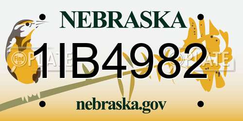 1IB4982 Nebraska License Plate