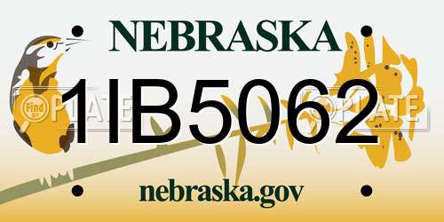 1IB5062 Nebraska License Plate