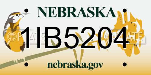 1IB5204 Nebraska License Plate
