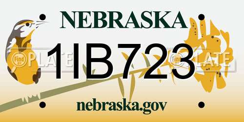 1IB723 Nebraska License Plate