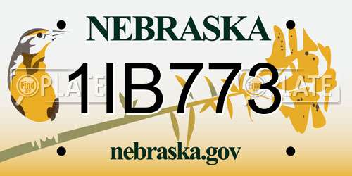 1IB773 Nebraska License Plate