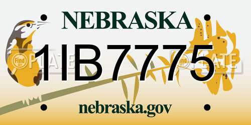 1IB7775 Nebraska License Plate