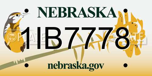 1IB7778 Nebraska License Plate