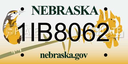 1IB8062 Nebraska License Plate