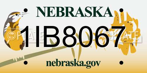 1IB8067 Nebraska License Plate