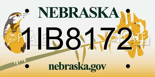 1IB8172 Nebraska License Plate