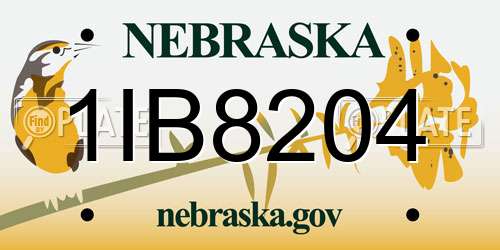 1IB8204 Nebraska License Plate