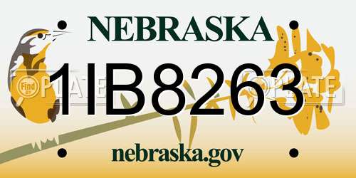 1IB8263 Nebraska License Plate