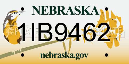1IB9462 Nebraska License Plate