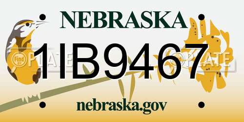 1IB9467 Nebraska License Plate